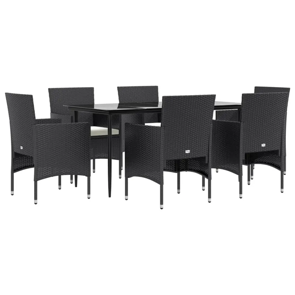 7 Piece Garden Dining Set Outdoor Furniture Weather-resistant Black with Cushions