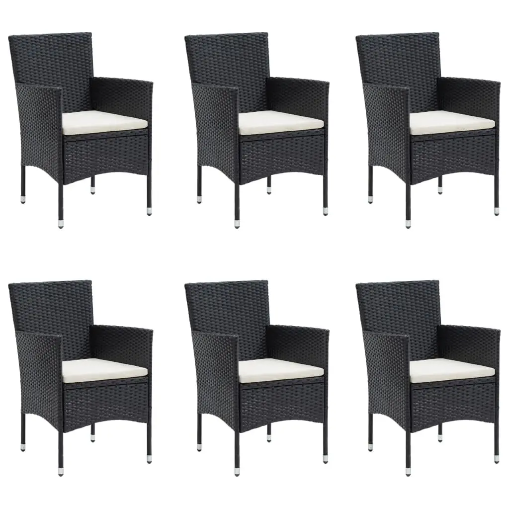 7 Piece Garden Dining Set Outdoor Furniture Weather-resistant Black with Cushions