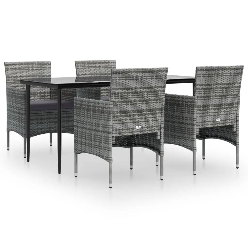Garden Dining Set Weather-resistant 5 Piece Outdoor Furniture Table Chairs with Cushions Grey
