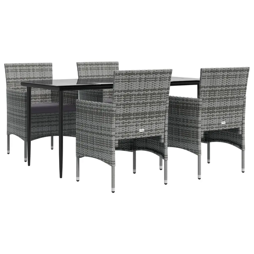 Garden Dining Set Weather-resistant 5 Piece Outdoor Furniture Table Chairs with Cushions Grey