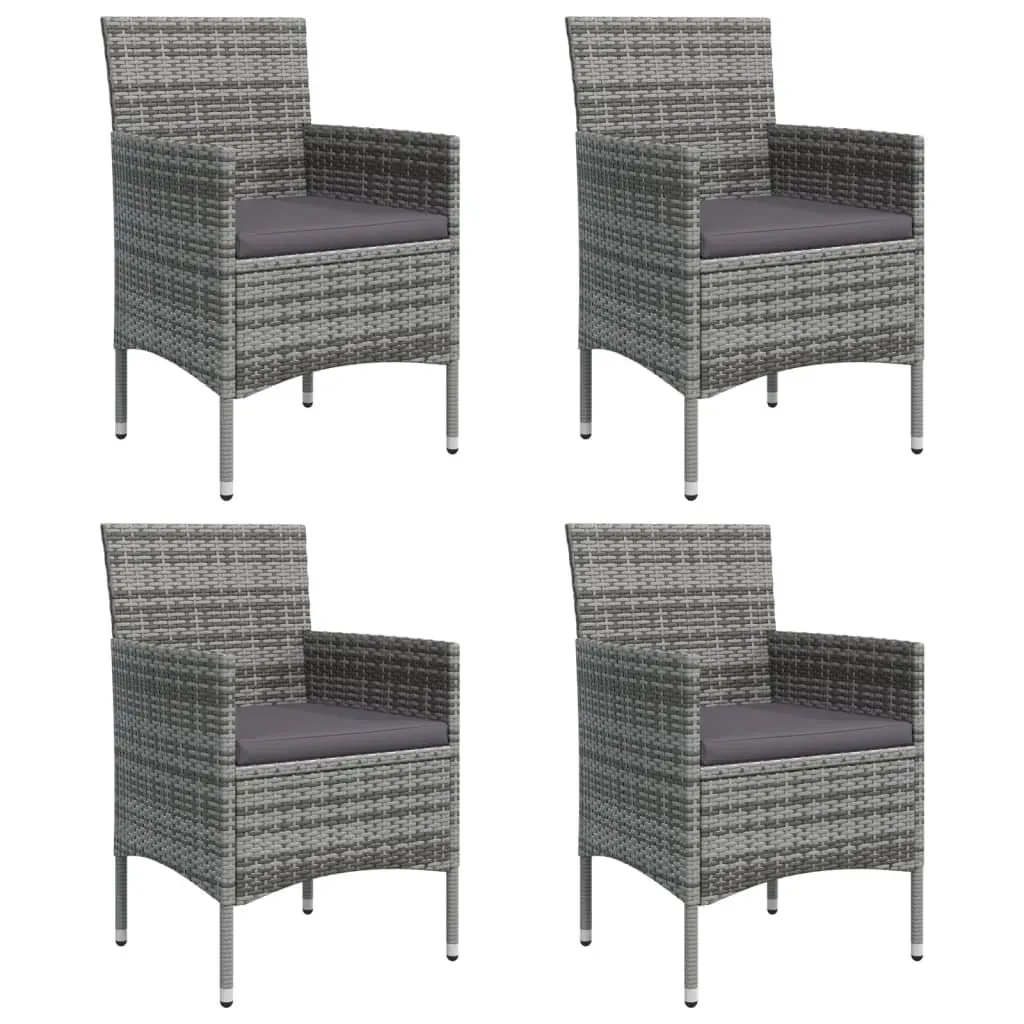 Garden Dining Set Weather-resistant 5 Piece Outdoor Furniture Table Chairs with Cushions Grey