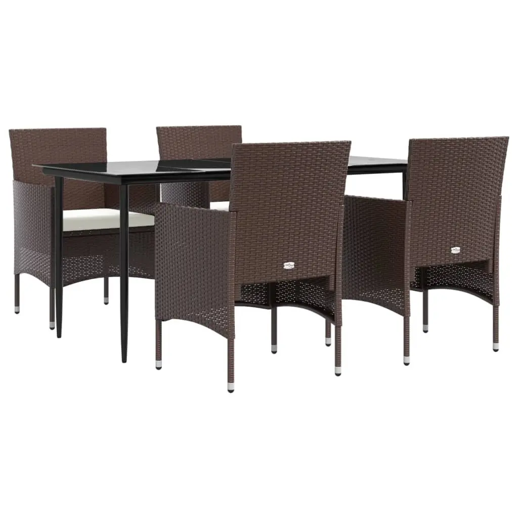 Garden Dining Set Brown 5 Piece Outdoor Furniture Table Chairs Cushions