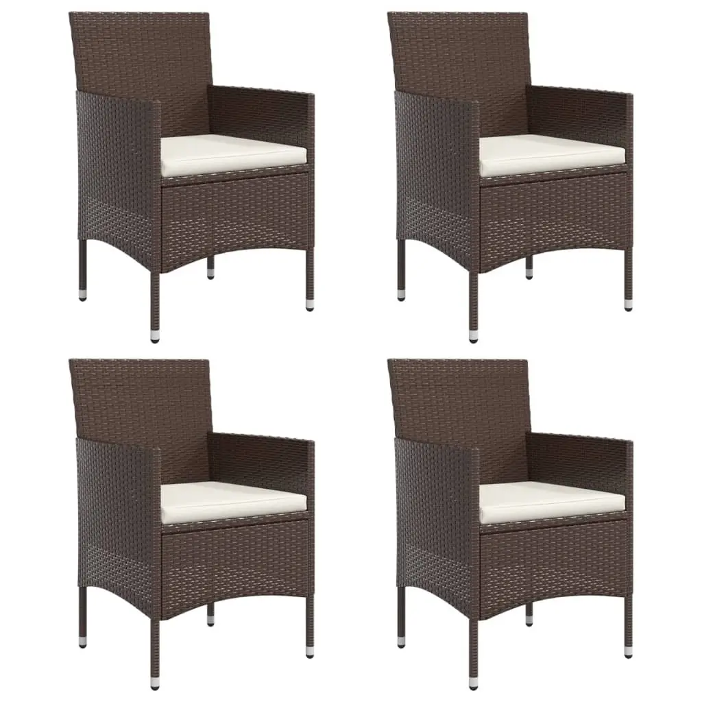 Garden Dining Set Brown 5 Piece Outdoor Furniture Table Chairs Cushions