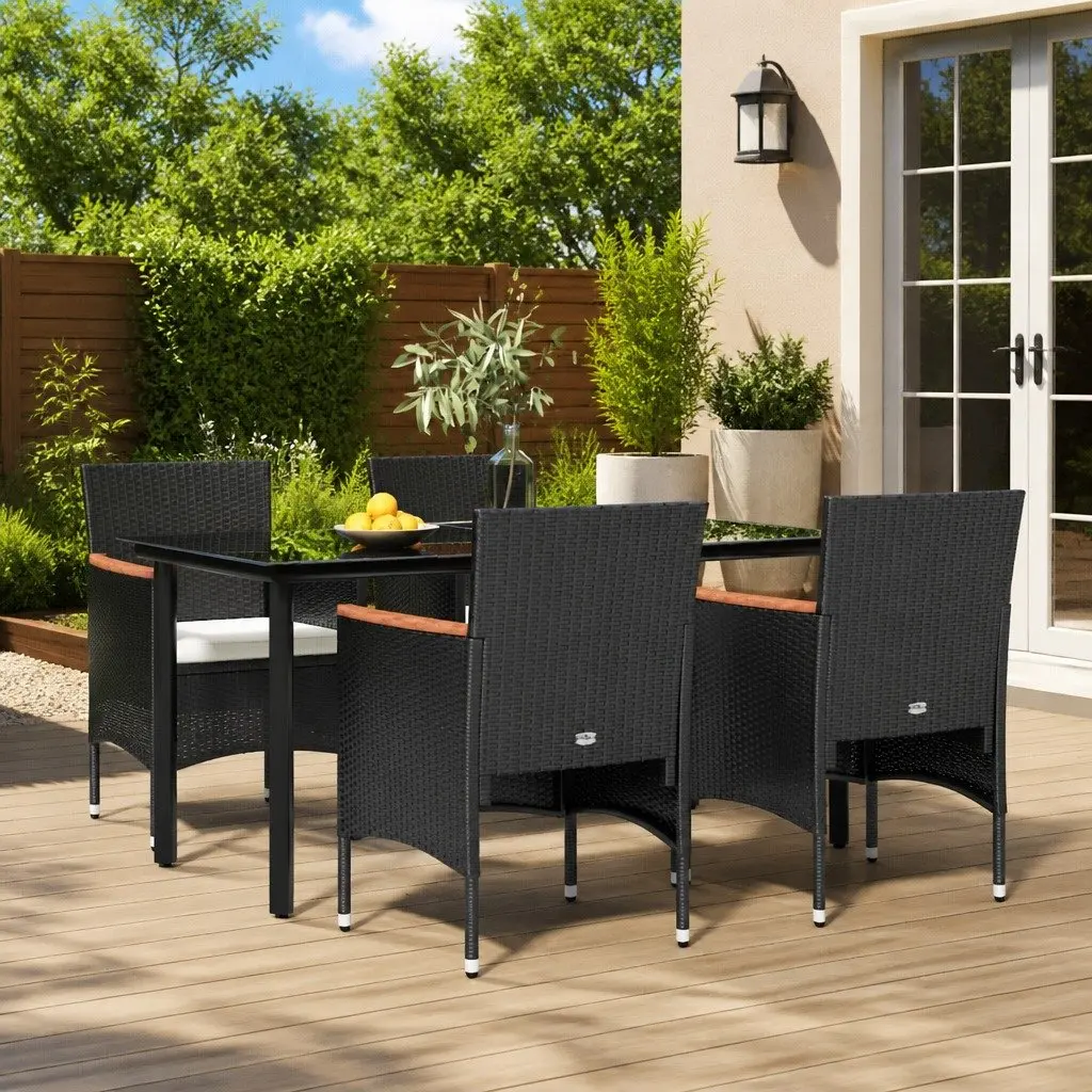 Outdoor Garden Dining Set 5 Piece Patio Furniture Table Chairs with Cushions