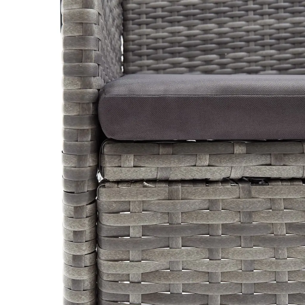Garden Dining Set 5 Piece Grey Rattan Outdoor Table and Chairs with Cushions