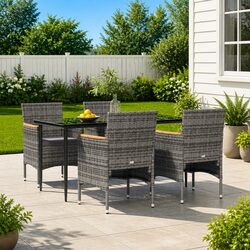 Friendly 5-Piece Garden Dining Set with Cushions