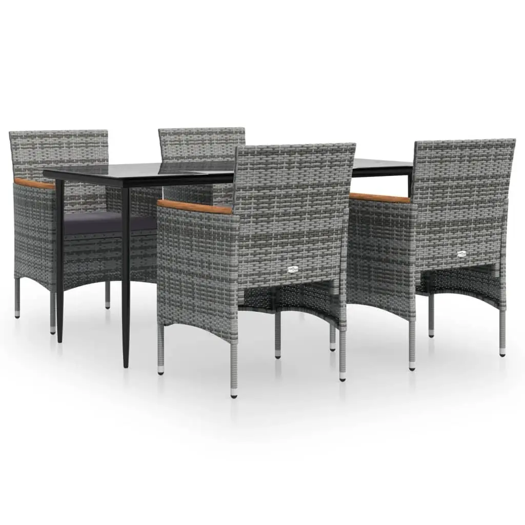 Garden Dining Set 5 Piece Outdoor Furniture with Cushions Grey Black