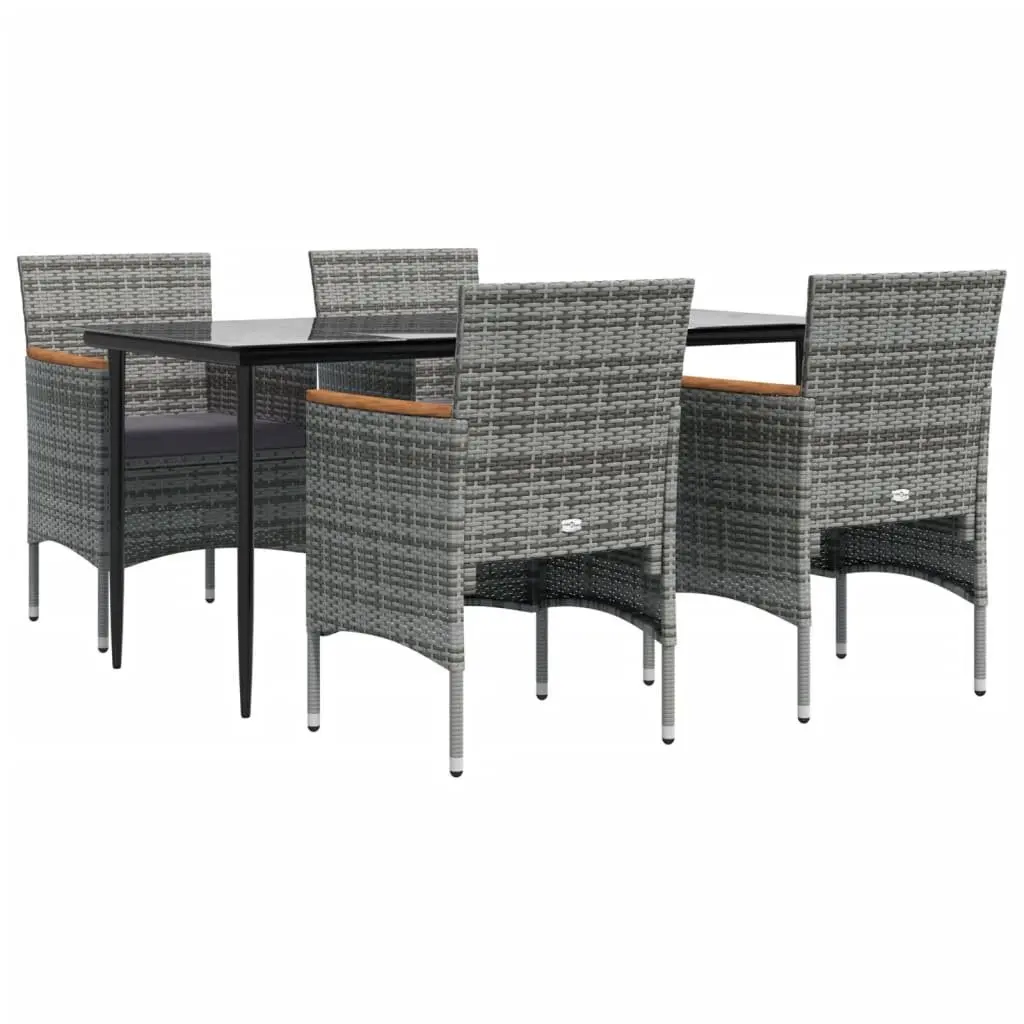 Garden Dining Set 5 Piece Outdoor Furniture with Cushions Grey Black