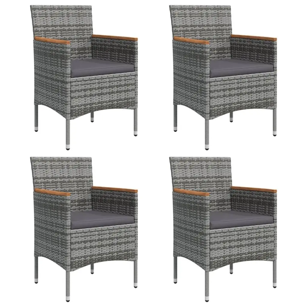 Garden Dining Set 5 Piece Outdoor Furniture with Cushions Grey Black