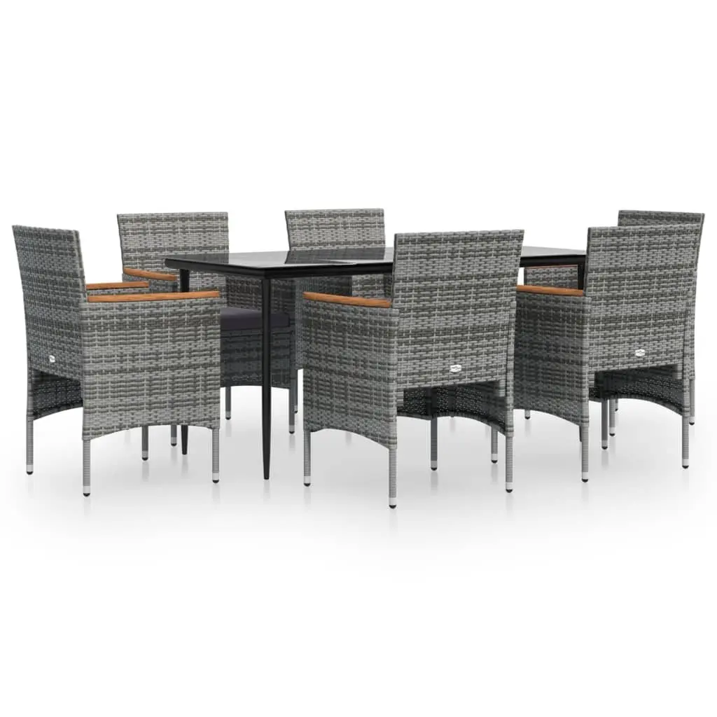 Garden Dining Set 7 Piece Weather-Resistant Outdoor Furniture with Cushions Grey Black