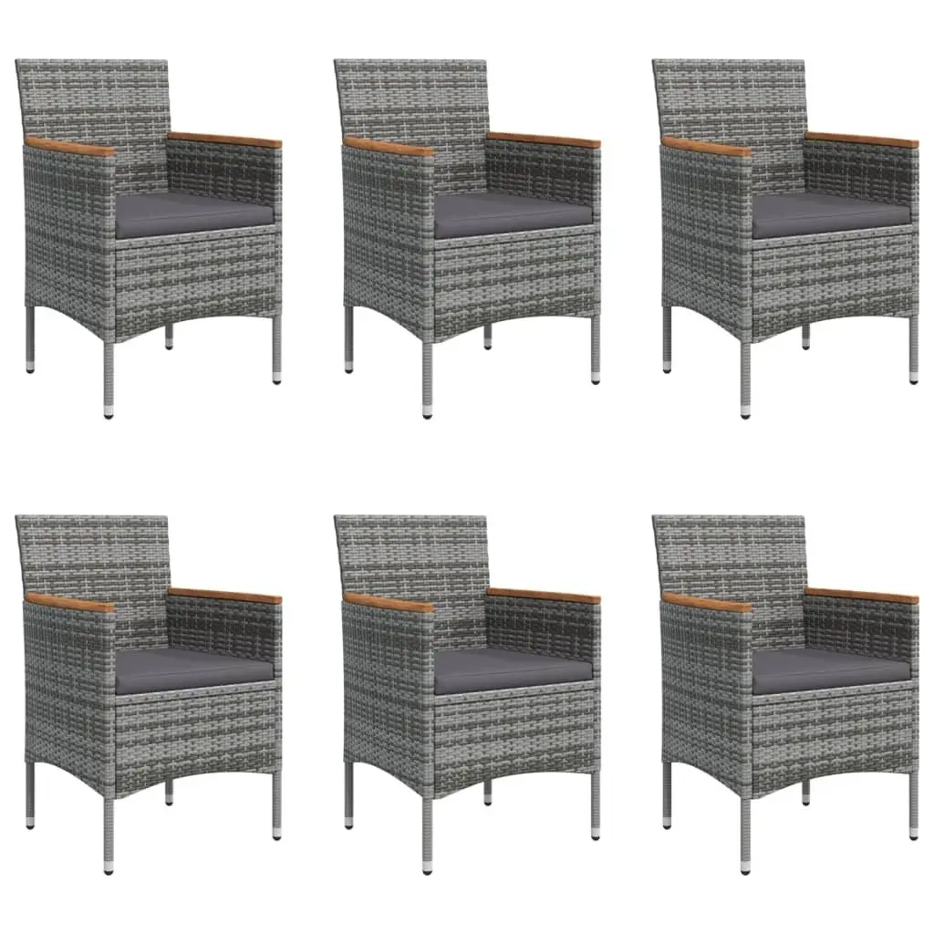 Garden Dining Set 7 Piece Weather-Resistant Outdoor Furniture with Cushions Grey Black