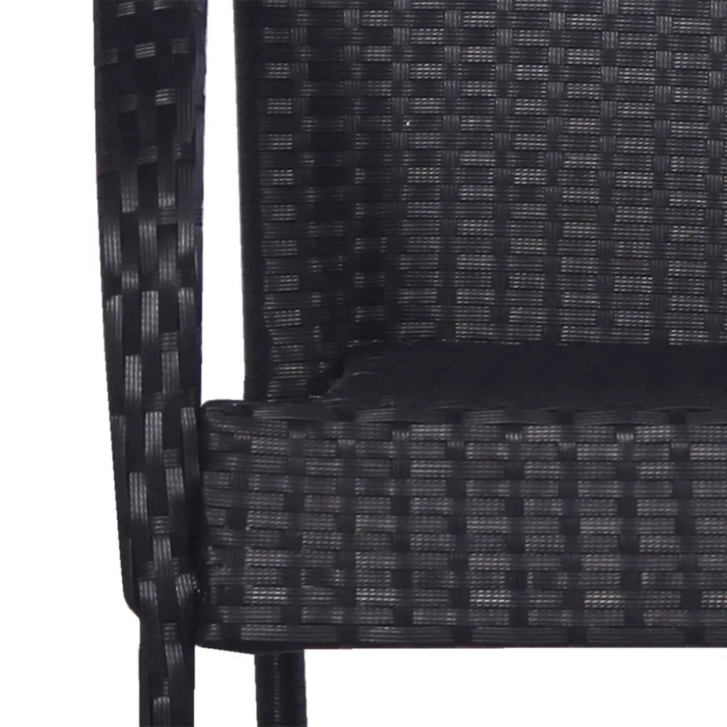 7 Piece Outdoor Dining Set Black Poly Rattan Garden Furniture Patio Table Chairs