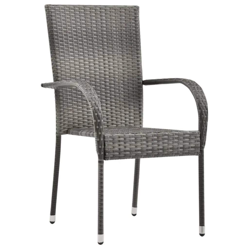 5 Piece Garden Dining Set Grey PE Rattan Outdoor Furniture with Powder Coated Steel Frame and Tempered Glass Tabletop