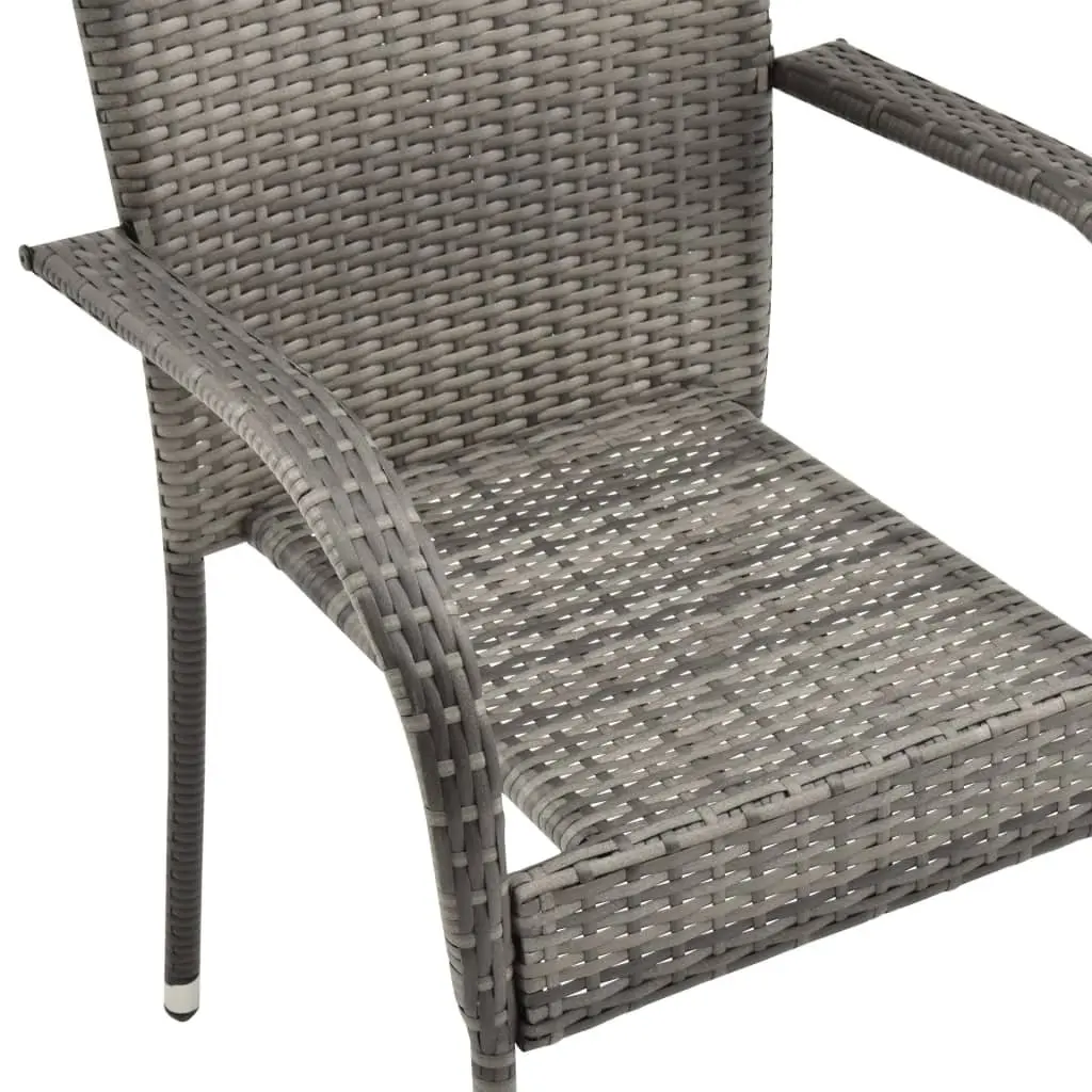 5 Piece Garden Dining Set Grey PE Rattan Outdoor Furniture with Powder Coated Steel Frame and Tempered Glass Tabletop