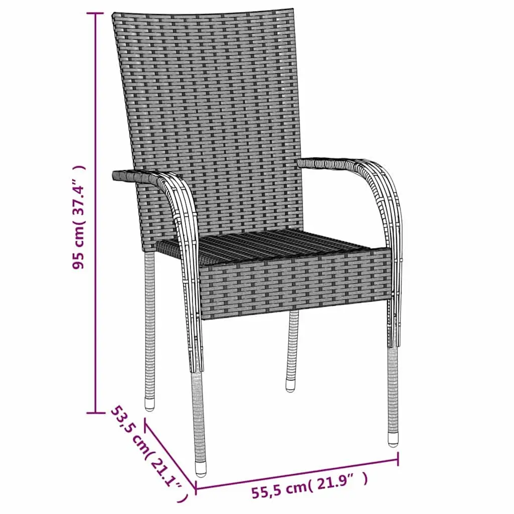 Outdoor Dining Set 7 Piece Grey PE Rattan Patio Furniture with Powder Coated Steel Frame and Tempered Glass Top