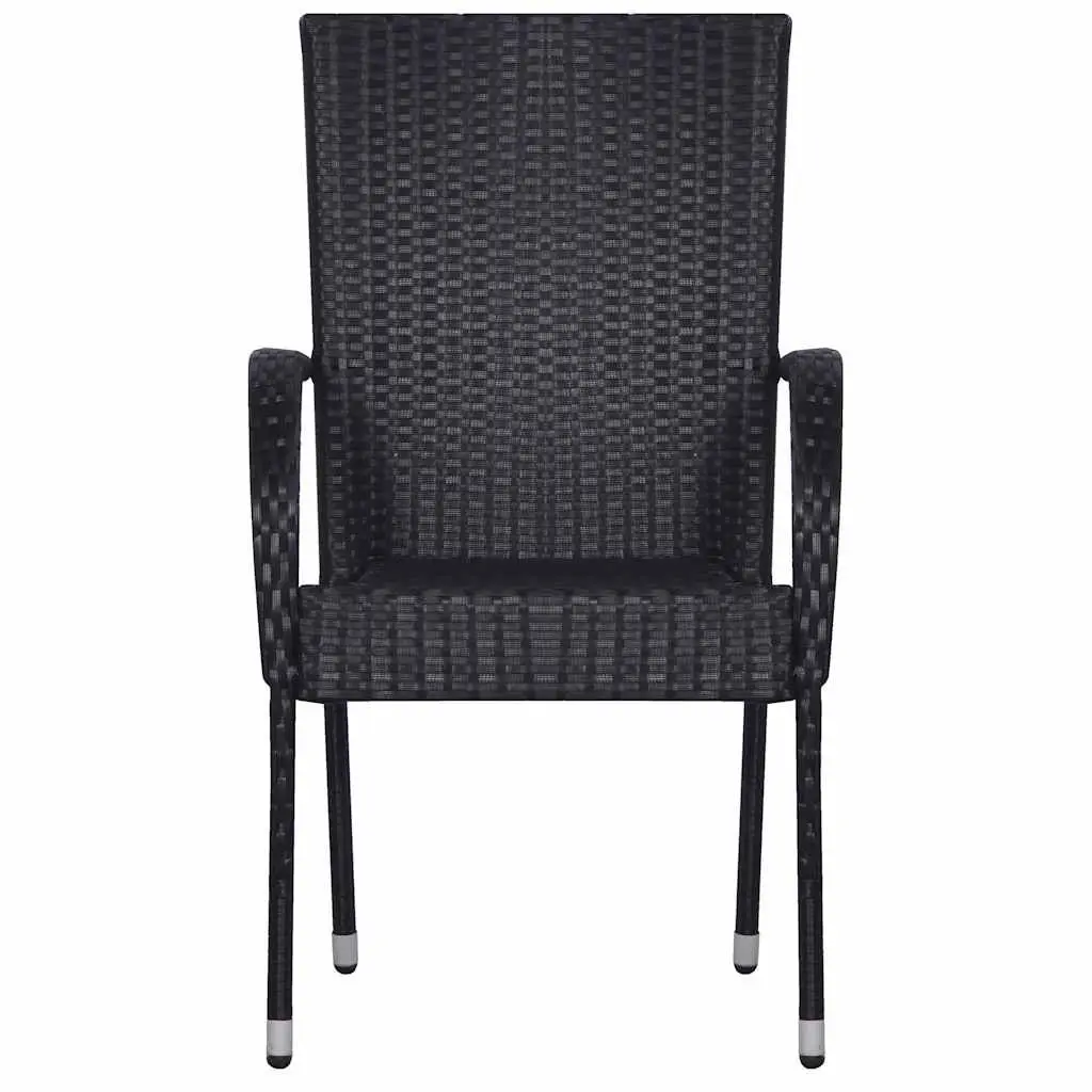 Outdoor Dining Set 5 Piece Black PE Rattan Chairs Table