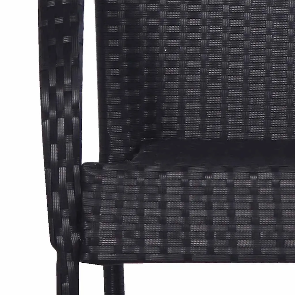 Outdoor Dining Set 5 Piece Black PE Rattan Chairs Table