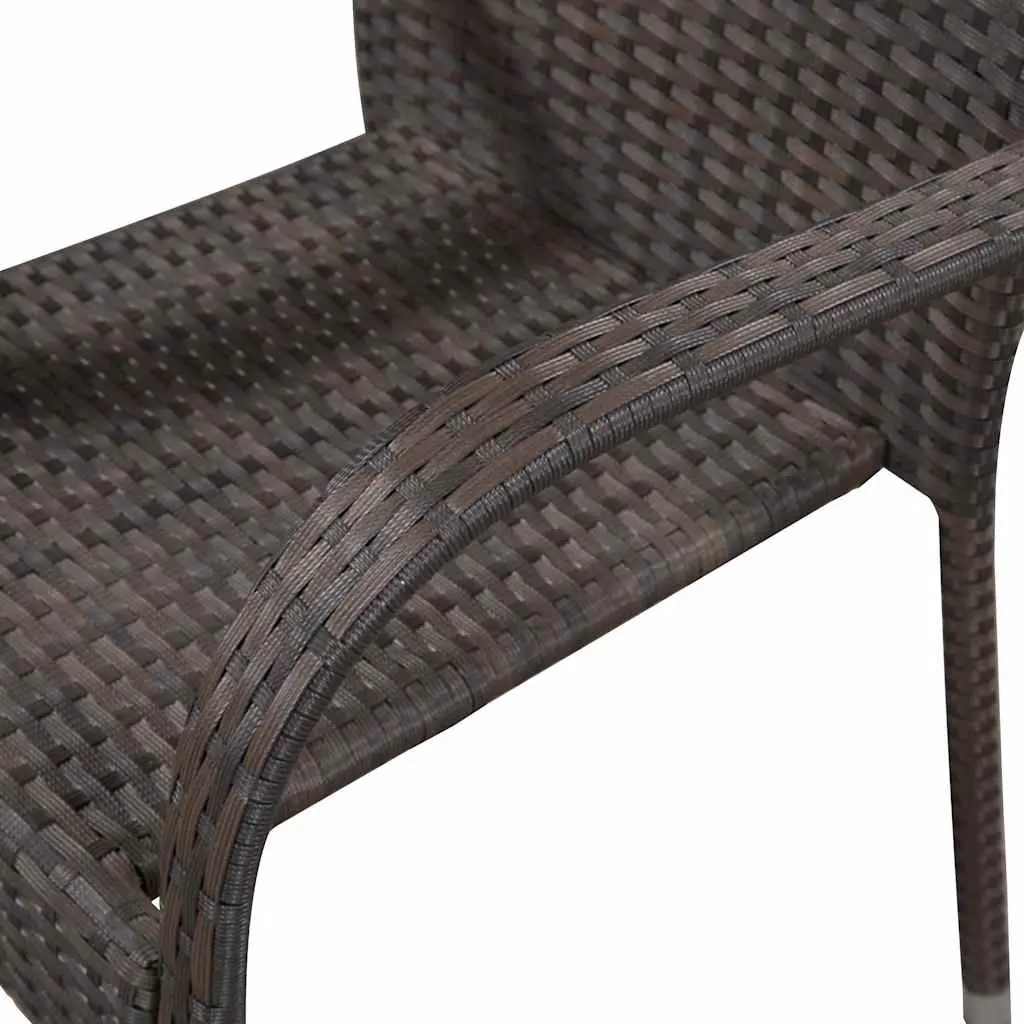 7 Piece Outdoor Furniture Set Brown PE Rattan Garden Dining Patio Table Chairs
