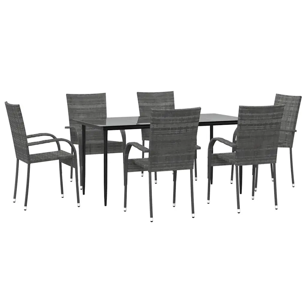 Garden Dining Set Outdoor Furniture 7 Piece Grey Poly Rattan Table and Chairs