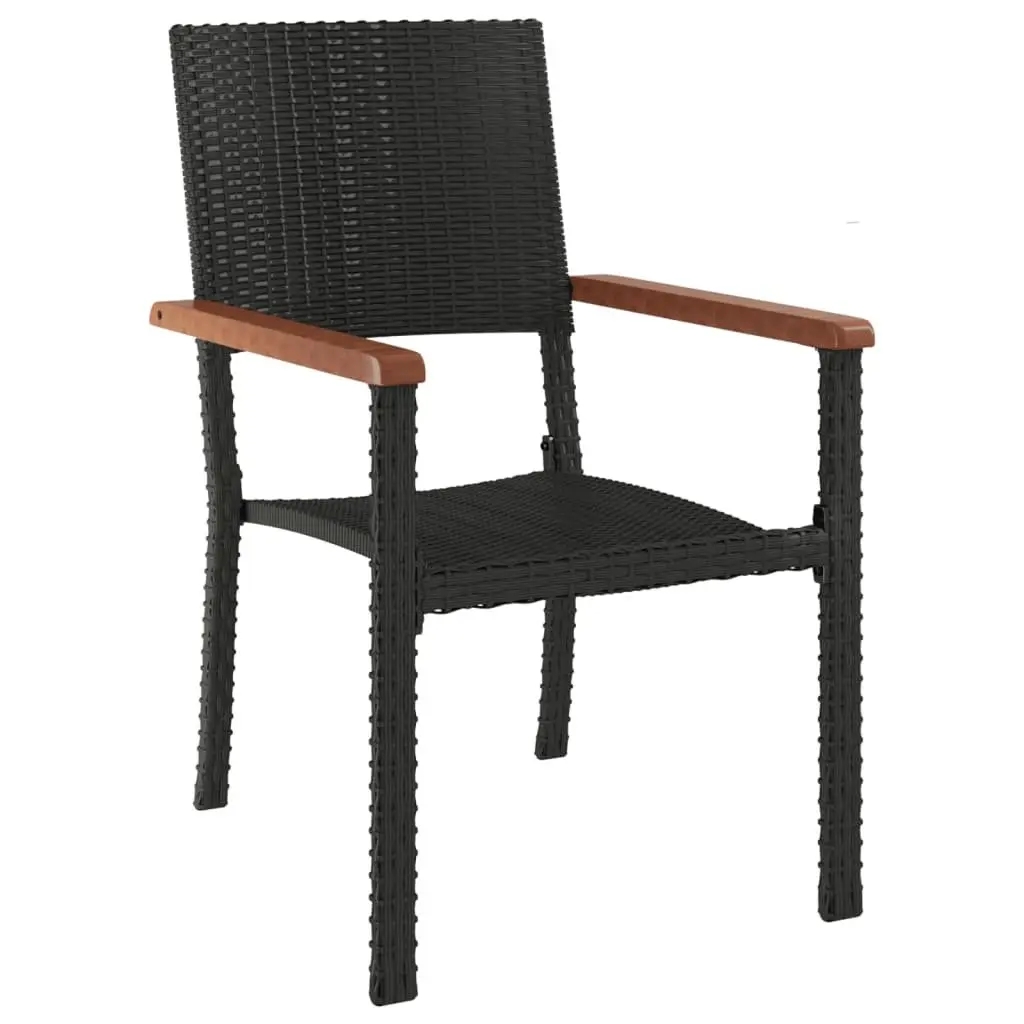 5 Piece Garden Dining Set Black Poly Rattan Outdoor Patio Furniture Table Chairs