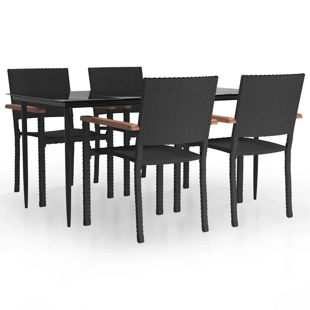 5 Piece Black Garden Dining Set Outdoor Patio Furniture with Chairs Table