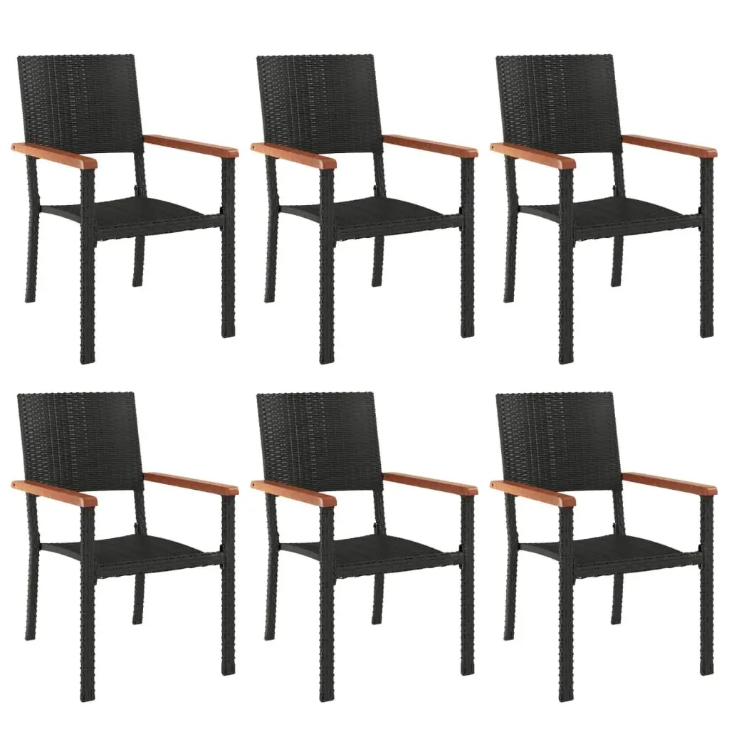 Garden Dining Set Black Poly Rattan 7 Piece Outdoor Table Chairs
