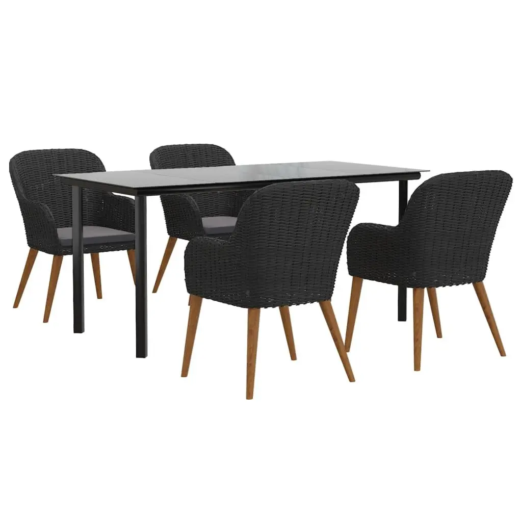 Garden Dining Set Outdoor Patio Furniture 5 Piece Acacia Wood Table Chairs with Cushions