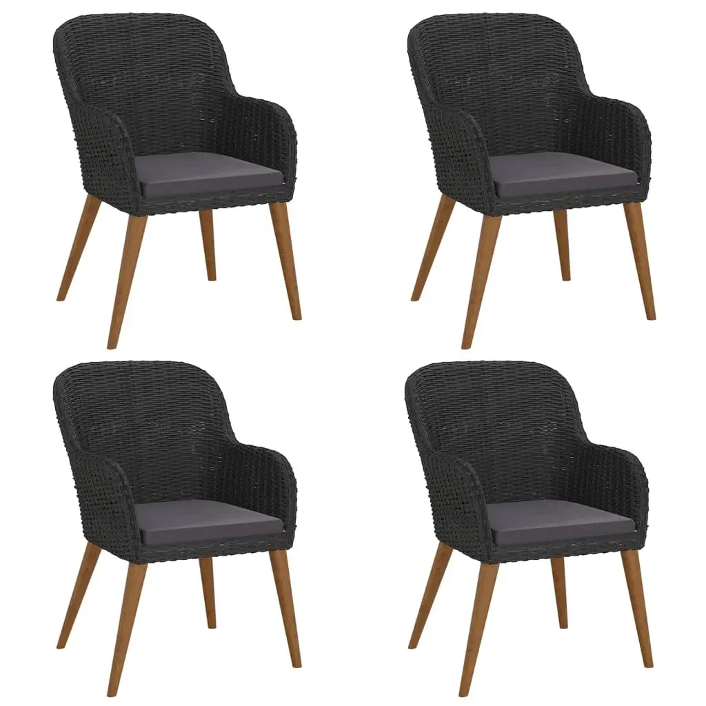 Garden Dining Set Outdoor Patio Furniture 5 Piece Acacia Wood Table Chairs with Cushions