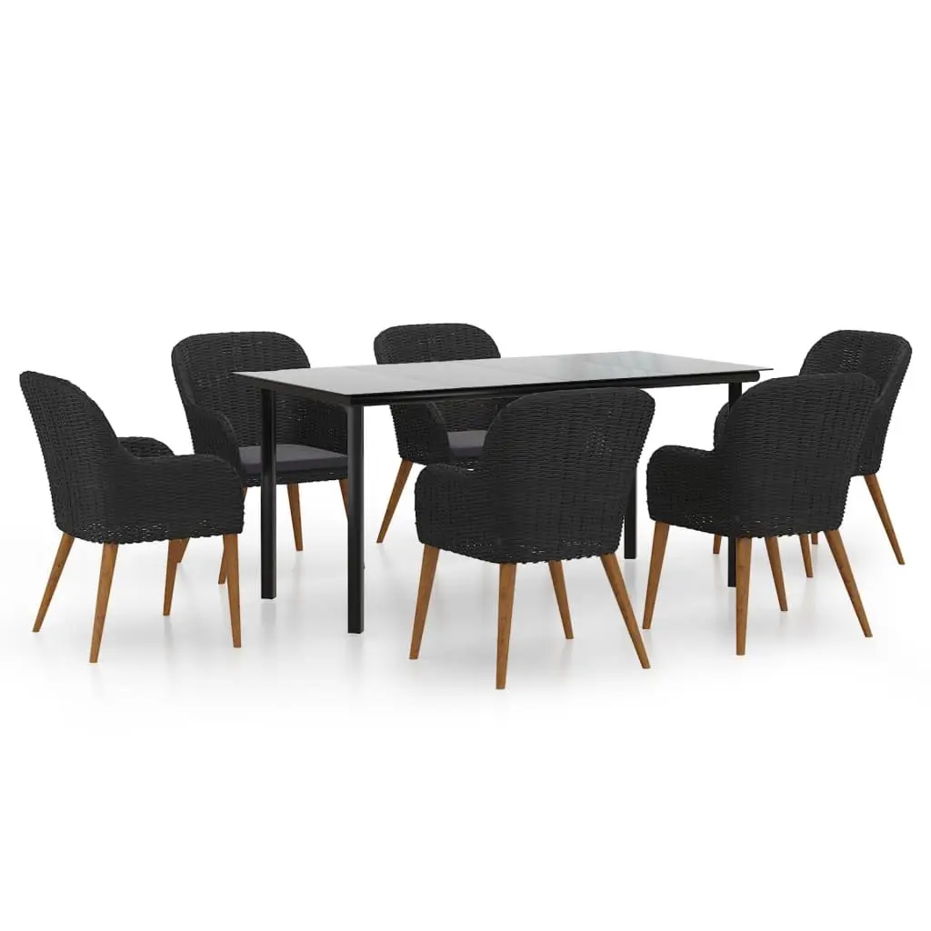 Outdoor Dining Set 7 Pieces Garden Furniture Patio Chairs Table Black