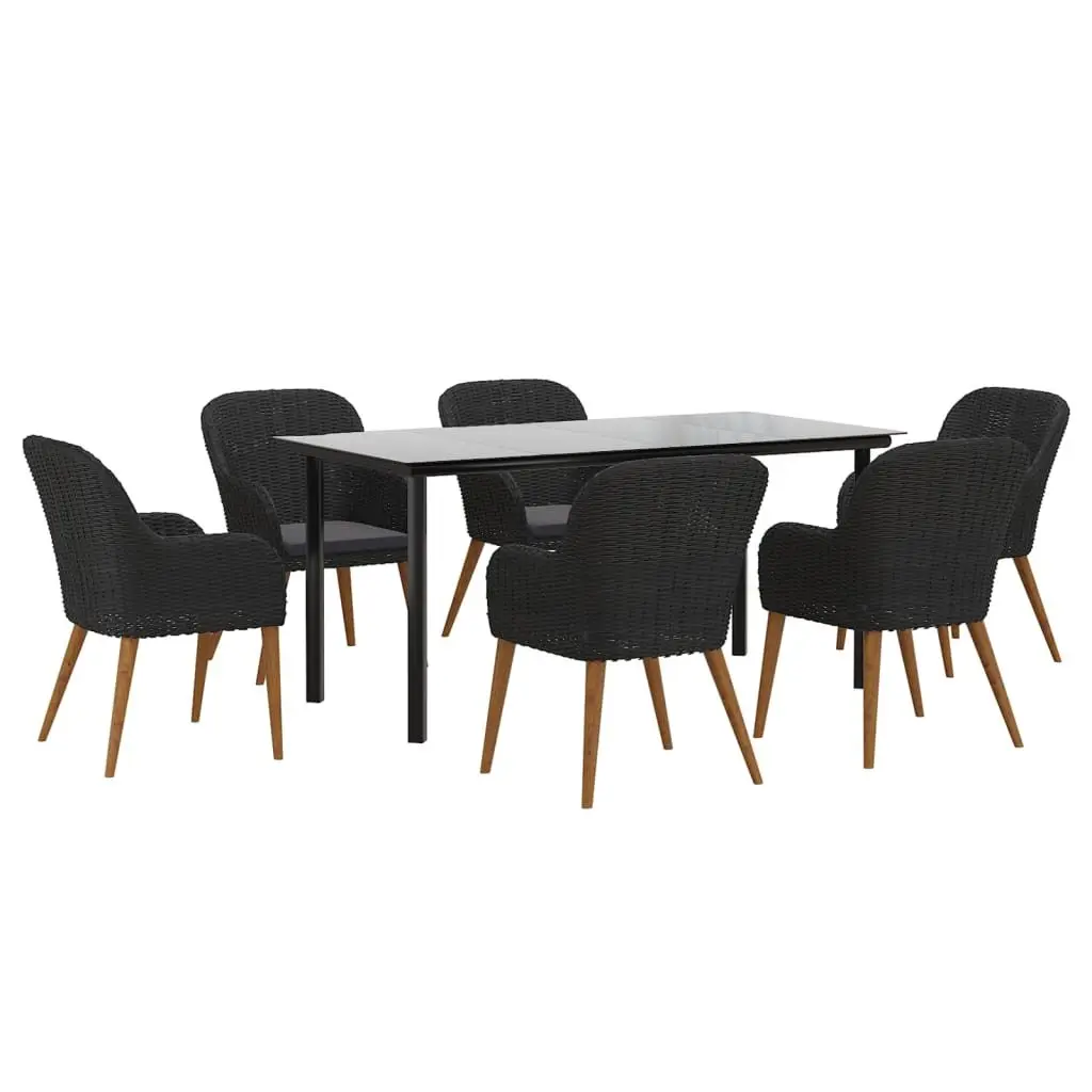 Outdoor Dining Set 7 Pieces Garden Furniture Patio Chairs Table Black