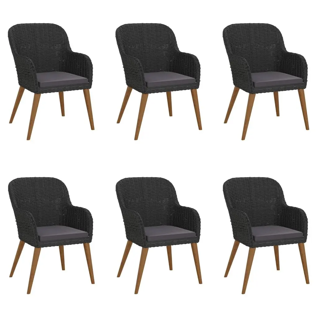Outdoor Dining Set 7 Pieces Garden Furniture Patio Chairs Table Black