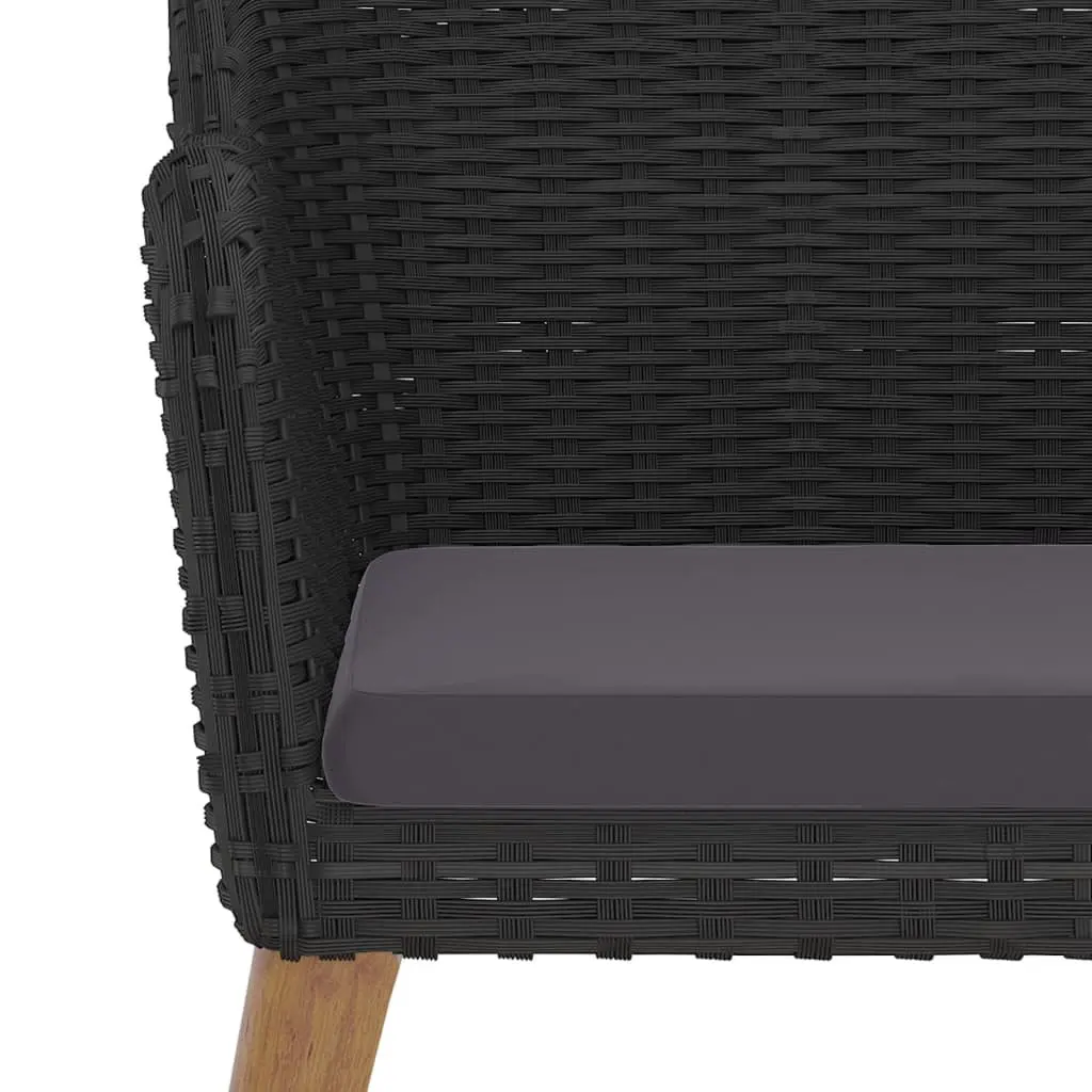 Garden Dining Set 5 Piece Outdoor Furniture Black Acacia Wood Table Chairs with Cushions