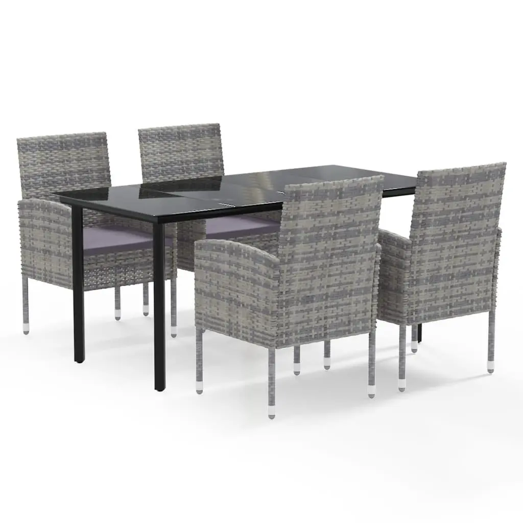 Outdoor Dining Set 5 Piece Weather-Resistant PE Rattan with Cushions Anthracite