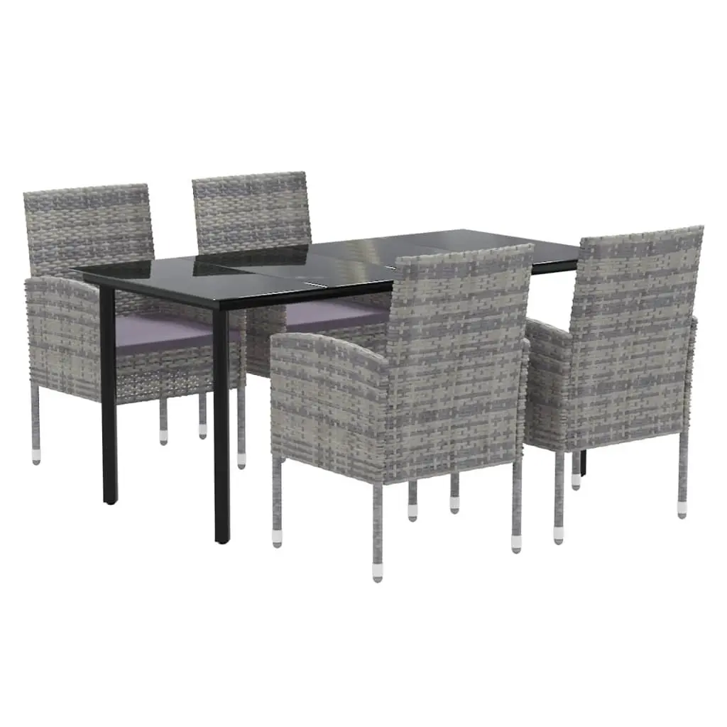 Outdoor Dining Set 5 Piece Weather-Resistant PE Rattan with Cushions Anthracite