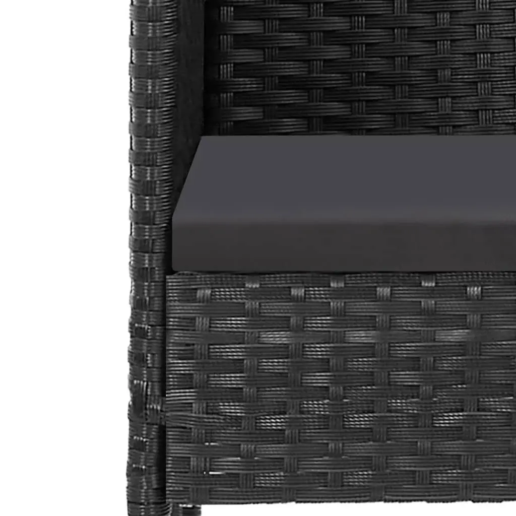 5 Piece Outdoor Dining Set Black Weather-Resistant PE Rattan with Powder-Coated Steel Frame and Tempered Glass Tabletop