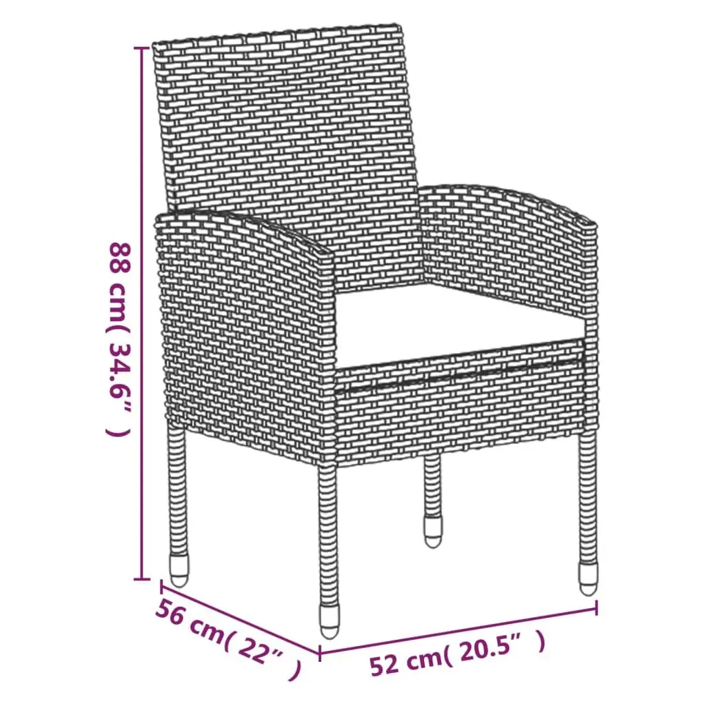 5 Piece Outdoor Dining Set Black Weather-Resistant PE Rattan with Powder-Coated Steel Frame and Tempered Glass Tabletop