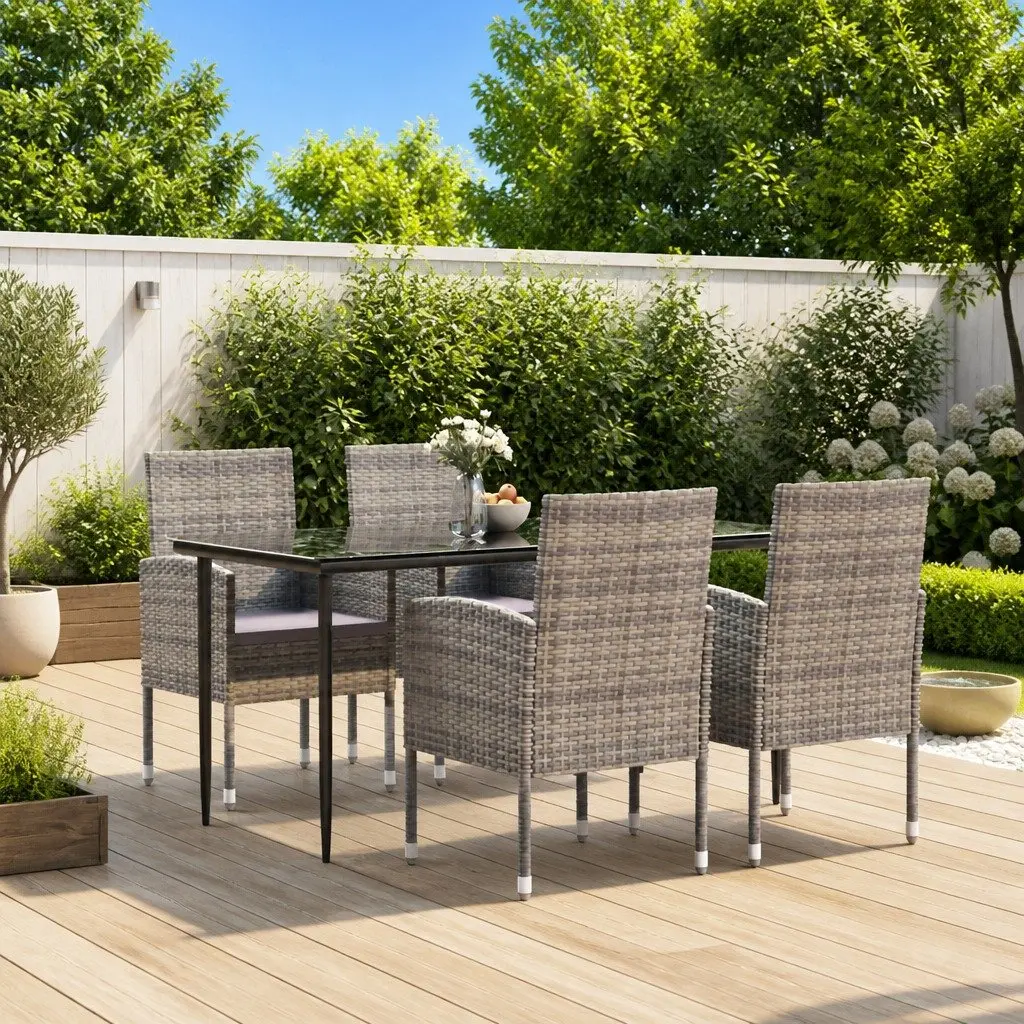 Outdoor Dining Set 5 Piece Garden Furniture PE Rattan Table Chairs Anthracite