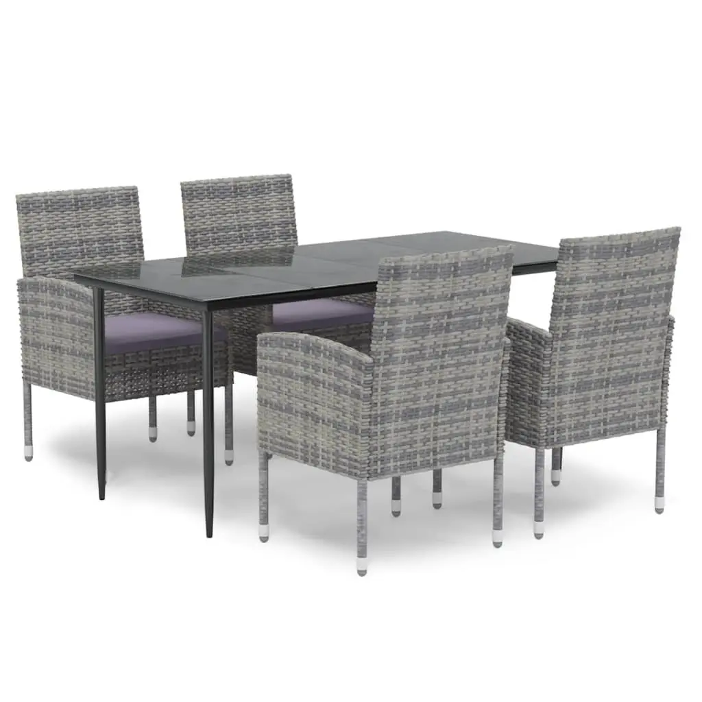 Outdoor Dining Set 5 Piece Garden Furniture PE Rattan Table Chairs Anthracite
