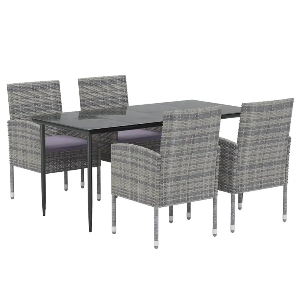 Outdoor Dining Set 5 Piece Garden Furniture PE Rattan Table Chairs Anthracite