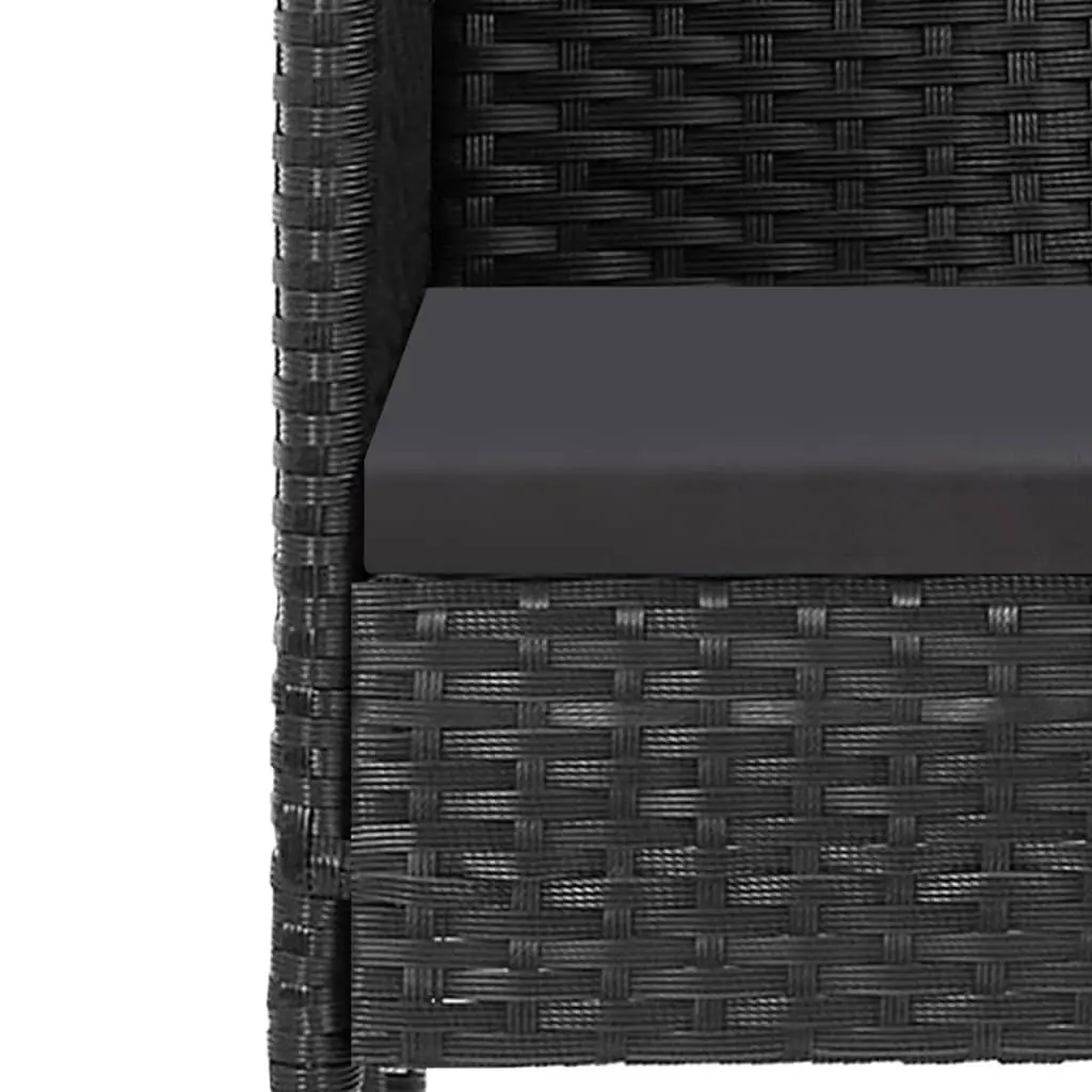 5 Piece Outdoor Dining Set Weather-Resistant Black Poly Rattan