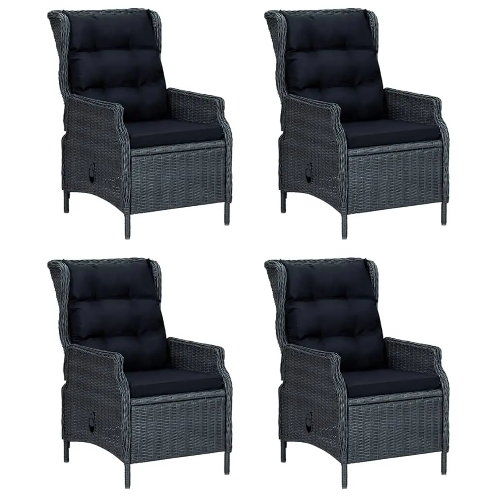 5 Piece Garden Dining Set Dark Grey Weather-Resistant Outdoor Furniture Patio Table Chairs