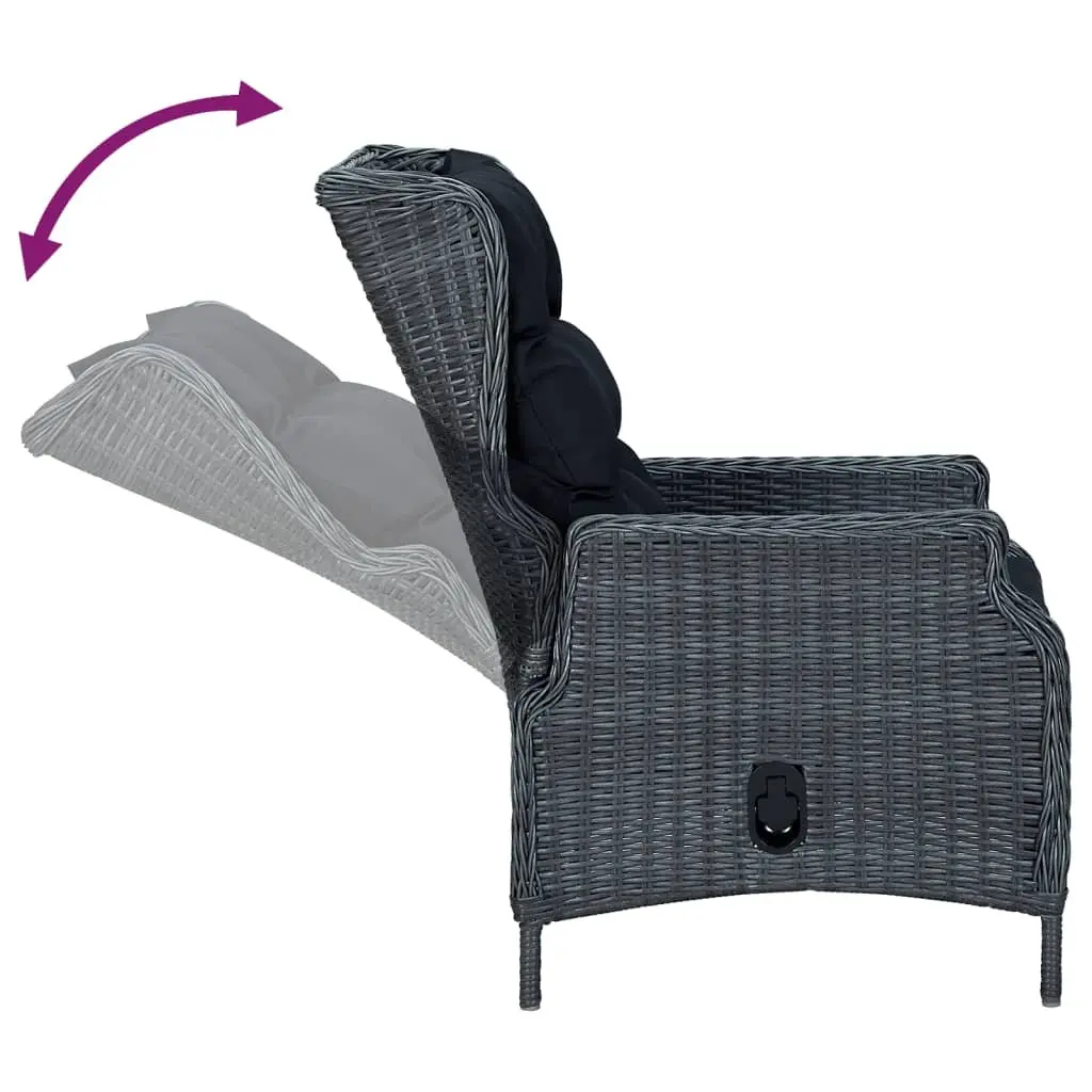 7 Piece Garden Dining Set Grey Weather-Resistant PE Rattan Outdoor Patio Furniture Table Chairs