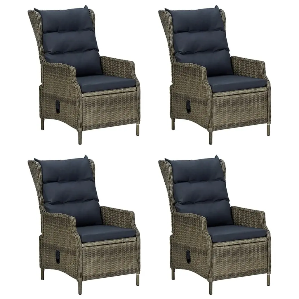 5 Piece Outdoor Dining Set Patio Furniture Adjustable Backrest Brown PE Rattan