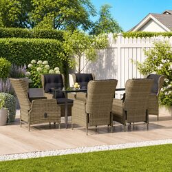 Friendly 7-Piece Brown Outdoor Dining Set for You