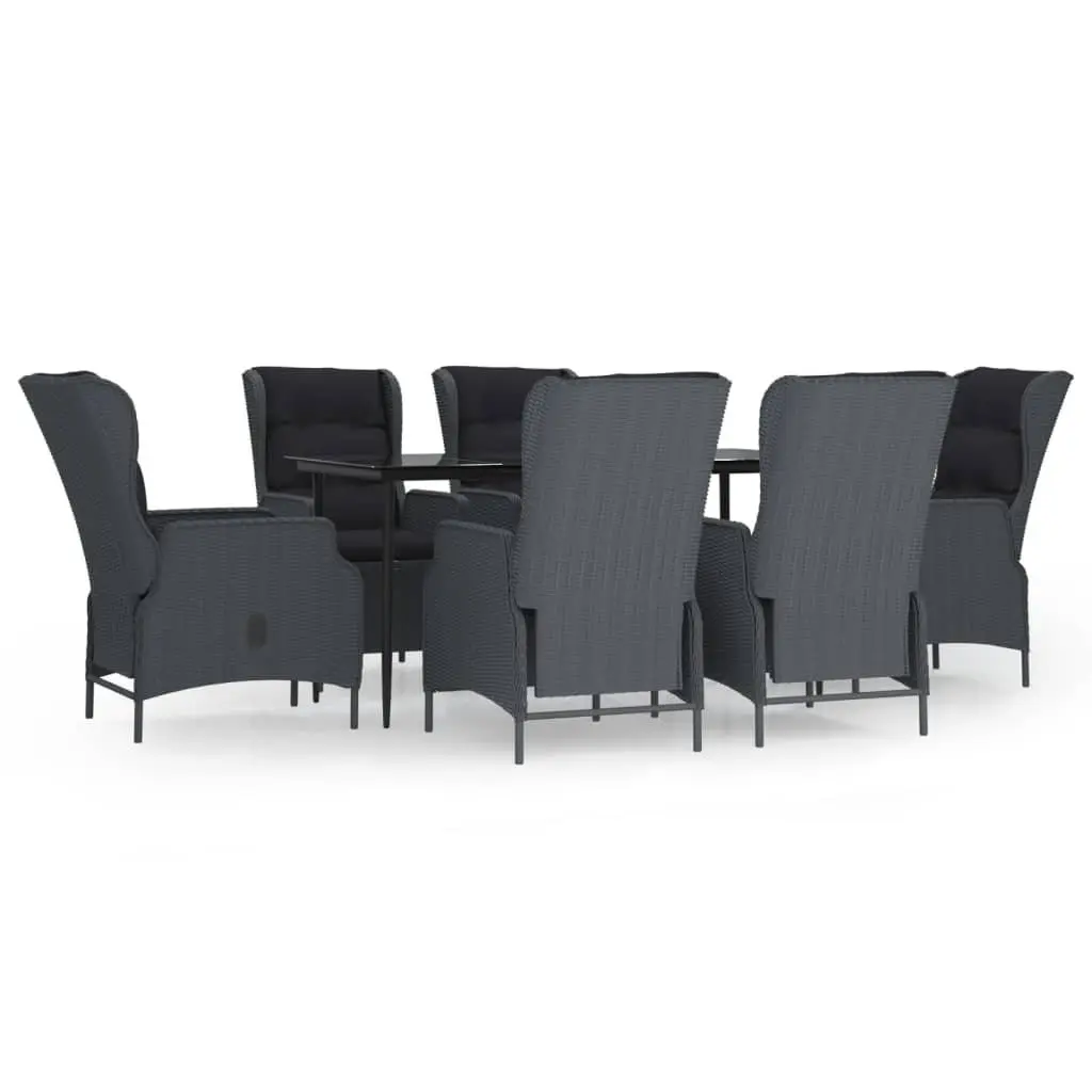7 Piece Garden Dining Set Grey Poly Rattan Outdoor Furniture Patio Table Chairs