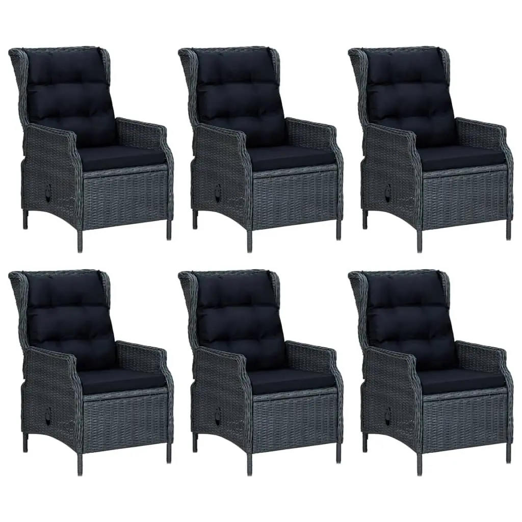 7 Piece Garden Dining Set Grey Poly Rattan Outdoor Furniture Patio Table Chairs
