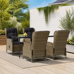 5 Piece Garden Dining Set Outdoor Patio Furniture Brown Rattan Table Chairs