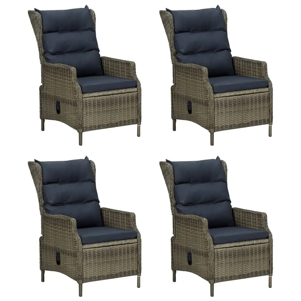 5 Piece Garden Dining Set Weather-Resistant Brown Rattan Table with Adjustable Backrest Chairs