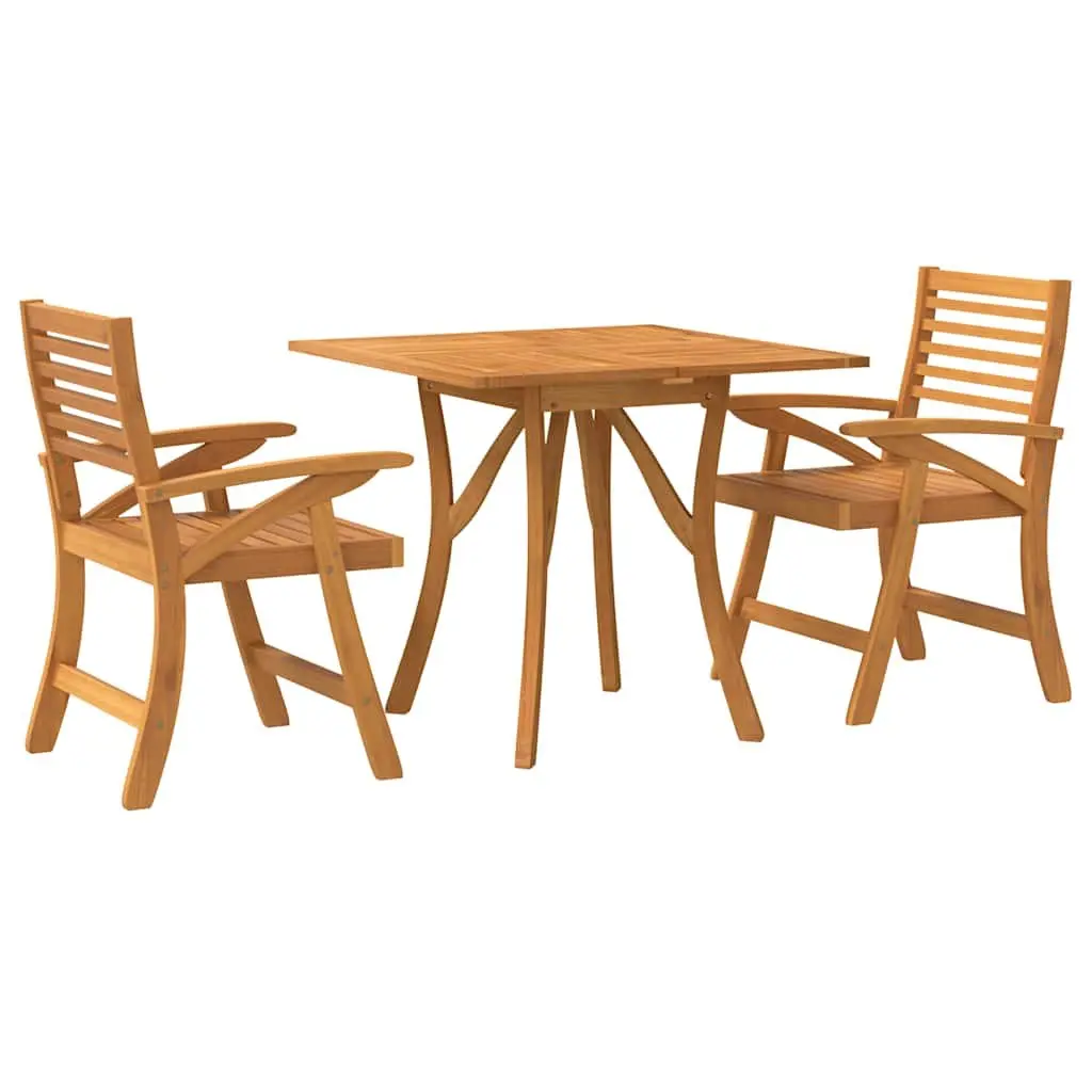 Garden Dining Set Acacia Wood 3 Piece Outdoor Furniture Brown