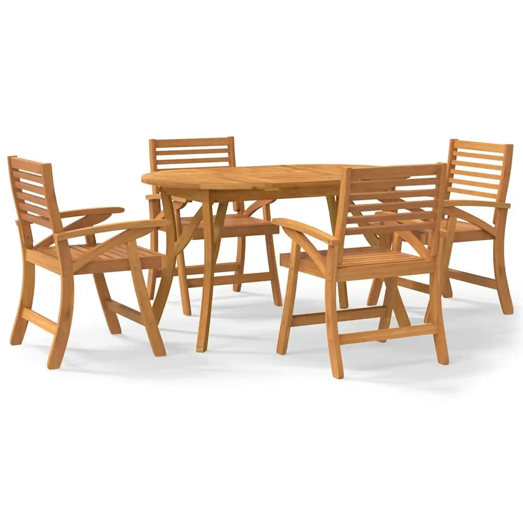 Outdoor Patio Furniture Set 5 Piece Solid Acacia Wood Dining Table and Chairs Brown